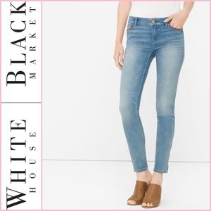 WHBM Leather Trim Skimmer Denim Jeans